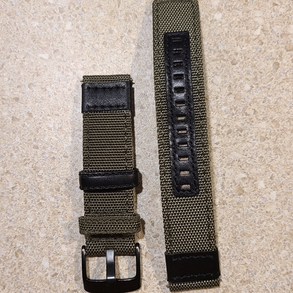 Olive Green Canvas And Leather Watch Strap 22mm Olive Green Canvas And Leather Watch Strap 22mm